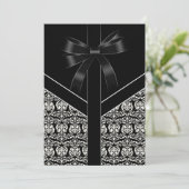 Invitation Elégante Mariage damassé blanche et noire (Debout devant)