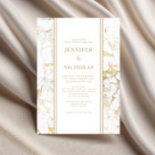 Invitation Élégante Mariage en marbre blanc et or