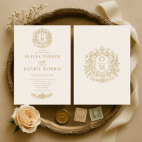 Élégante Mariage Floral Doré Victorien Français