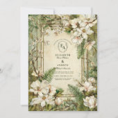 Invitation Élégante Mariage florale de fougère et d'ivoire (Devant)