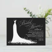 Invitation Elégante Mariage gris noir Fête des mariées (Debout devant)