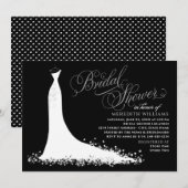 Invitation Elégante Mariage gris noir Fête des mariées (Devant / Derrière)