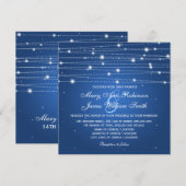 Invitation Elégante Mariage Lignes Étincelantes Sapphire Bleu (Devant / Derrière)