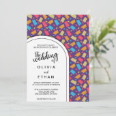 Invitation Elégante Mariage Motif décorative colorée (Debout devant)