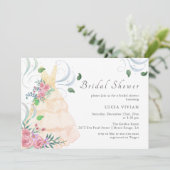 Invitation Élégante Mariage rose robe Fête des mariées (Debout devant)