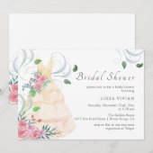 Invitation Élégante Mariage rose robe Fête des mariées (Devant / Derrière)