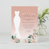 Invitation Élégante Mariage rose  robe Fête des mariées (Debout devant)