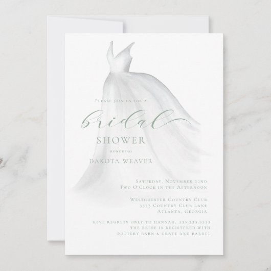 Invitation Elégante Mariage Sage Green Fête des mariées de ro (Devant)