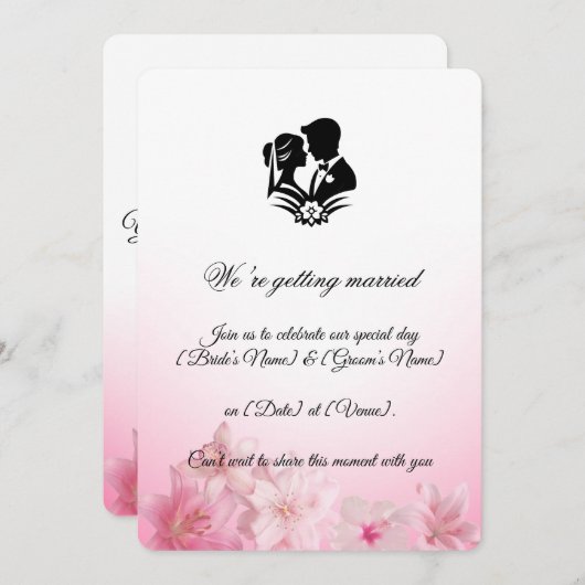 Invitation élégante Mariage simple (Devant / Derrière)