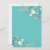 Invitation Elégante Mariage Vert Beige Rose Fleurs (Dos)