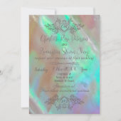 Invitation Élégante Mariage verte Mère de Perle (Devant)