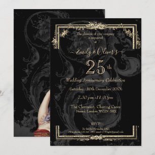 Invitation Elégante Marie Antoinette sur Anniversaire noir 