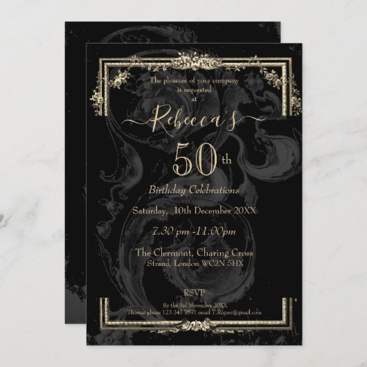 Invitation Elégante Marie Antoinette sur le français d'inspir (Devant / Derrière)