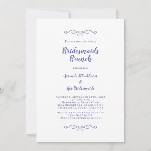 Invitation Élégante Mariée Brunch Bridesmaitres Periwinkle Bl