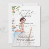 Invitation Élégante mariée dans une fête de thé de mariée bla (Devant)