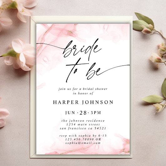 Invitation Élégante mariée de Fête des mariées d'aquarelle ro