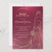 Invitation Élégante mariée d'or, Fête des mariées (Devant)