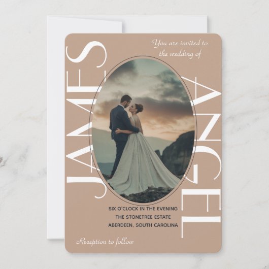 Invitation Élégante Mariée en forme ovale et mariée personnal (Devant)