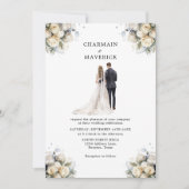 Invitation Élégante mariée et Mariage d'art Clip de Groom (Devant)