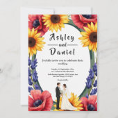 Invitation Élégante mariée et Mariage floral d'été (Devant)