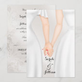 Invitation Élégante mariée Mariage homosexuelle tenant les ma (Devant / Derrière)