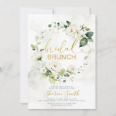 Invitation Elégante mariée or Brunch Douche blanc floral (Devant)