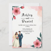 Invitation Élégante Mariée Rose Dusty Et Mariage Floral Groom (Devant)