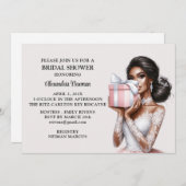 Invitation Élégante mariée rose moderne pour être Fête des ma (Devant / Derrière)