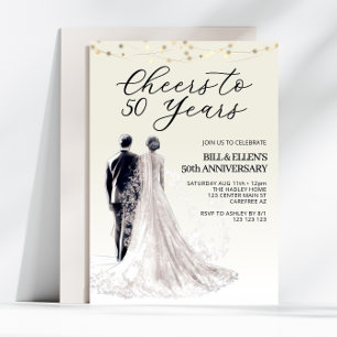 Invitation Élégante mariée salle 50e anniversaire de Mariage