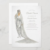 Invitation Élégante mariée Vintage mariée en blanc (Devant / Derrière)