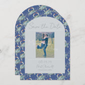 Invitation Elégante Marine Aquarelle Crabe Mariage Enregistre (Devant / Derrière)