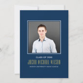 Invitation Élégante Marine Bleu et Gold Graduation Party (Dos)