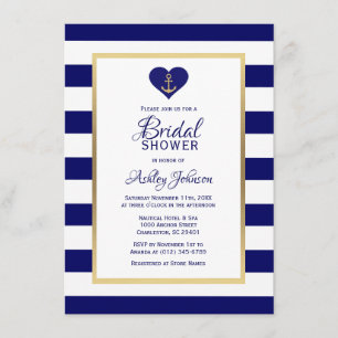 Invitation Elégante Marine Blue Mariage nautique Fête des mar