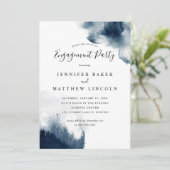 Invitation Elégante Marine Blue Watercolor Engagement Party (Debout devant)