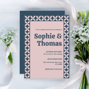 Invitation Elégante Marine & Blush Pink
