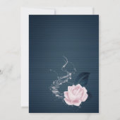 Invitation élégante marine & coeur floral rose douche nuptial (Dos)