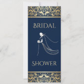 Invitation Elégante marine de Fête des mariées avec or (Devant)