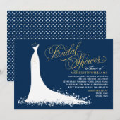 Invitation Elégante marine et Mariage d'or Fête des mariées d (Devant / Derrière)