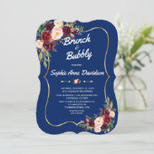 Invitation Elégante Marine Gold Bourgogne Floral Brunch & Bub (Debout devant)