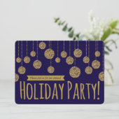 Invitation Elégante Marine & Gold Holiday Party (Debout devant)
