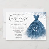 Invitation Elégante marine Indigo Parties scintillant Gown Qu (Devant)