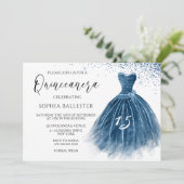 Invitation Elégante marine Indigo Parties scintillant Gown Qu (Debout devant)