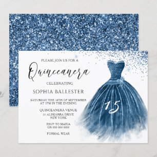 Invitation Elégante marine Indigo Parties scintillant Gown Qu