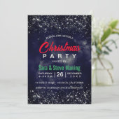 Invitation Elégante marine marbré art parties scintillant Noë (Debout devant)