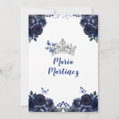 Invitation Elégante Marine Princess Floral Silver Mis Quince (Dos)
