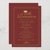 Invitation Elégante Maroon Gold 15ème Classe Réunion (Devant / Derrière)