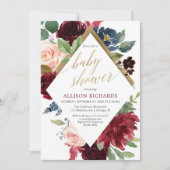 Invitation Elégante marsala or baby shower bordeaux rose (Devant)