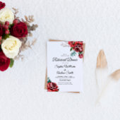 Invitation Elégante Marsala Red Rose Rustic Mariage Diner
