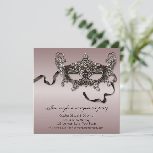 Invitation Élégante mascarade (Debout devant)