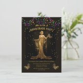 Invitation Elégante mascarade en or (Debout devant)